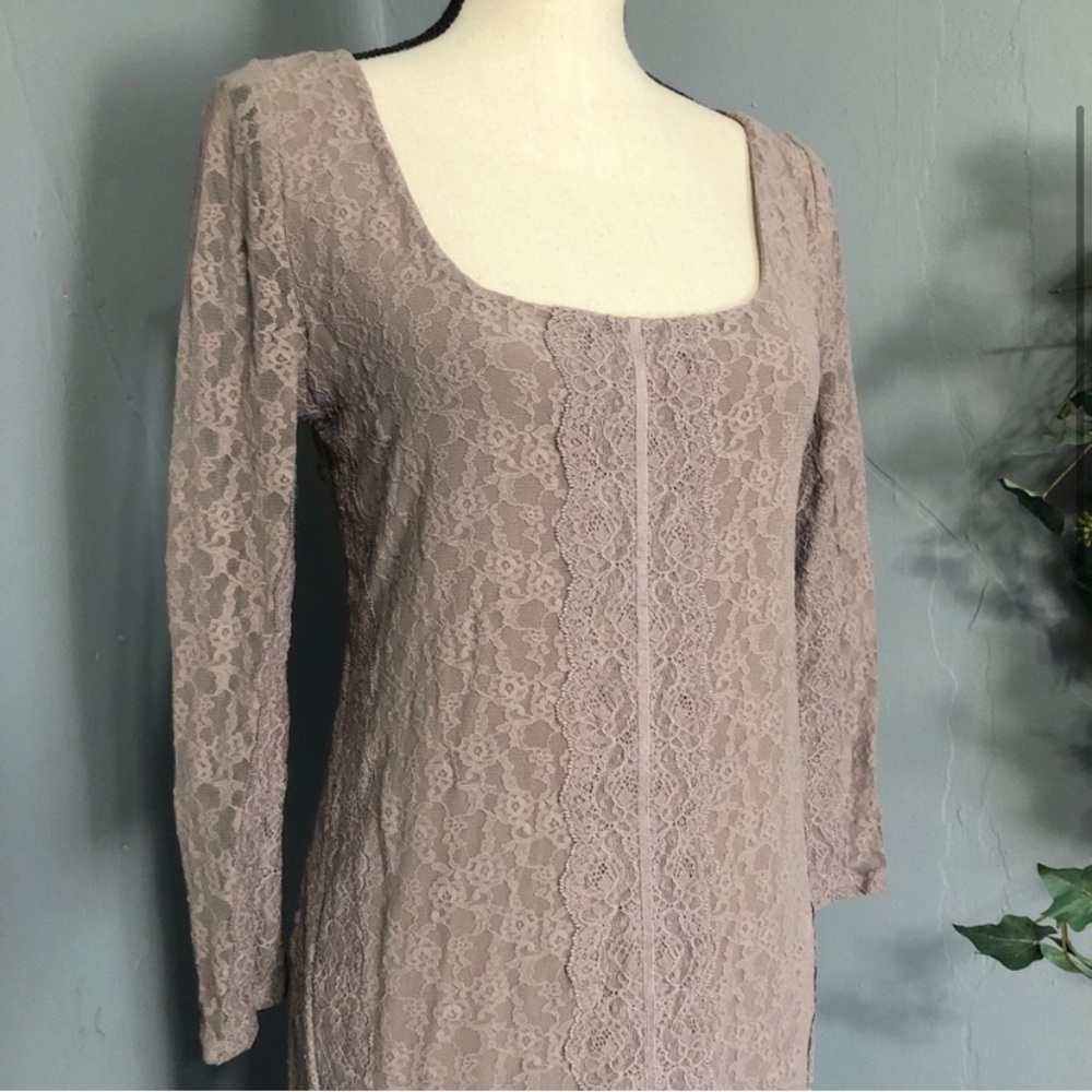 Victoria's Secret Dusty Purple Lace Long Sleeve Bodycon Dress